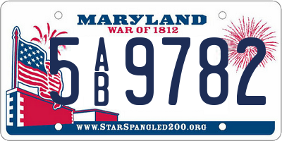 MD license plate 5AB9782