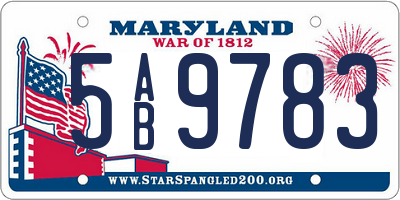 MD license plate 5AB9783