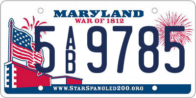 MD license plate 5AB9785