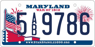 MD license plate 5AB9786