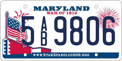 MD license plate 5AB9806