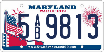 MD license plate 5AB9813