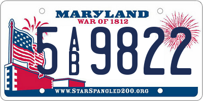MD license plate 5AB9822