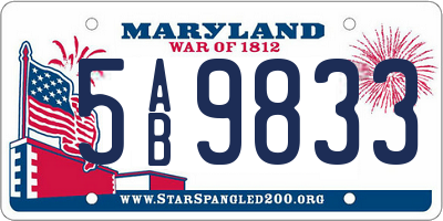 MD license plate 5AB9833