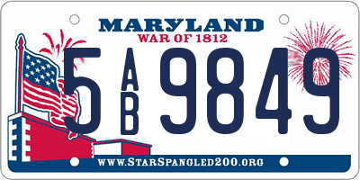 MD license plate 5AB9849