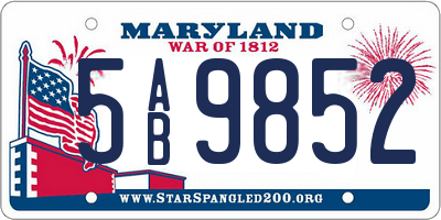 MD license plate 5AB9852