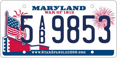 MD license plate 5AB9853