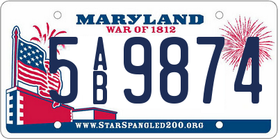 MD license plate 5AB9874