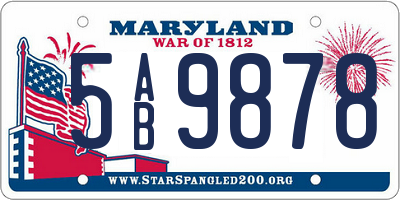 MD license plate 5AB9878