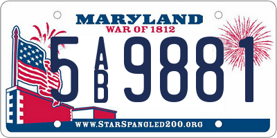 MD license plate 5AB9881