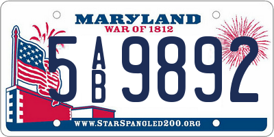 MD license plate 5AB9892