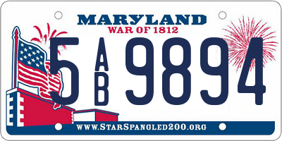 MD license plate 5AB9894