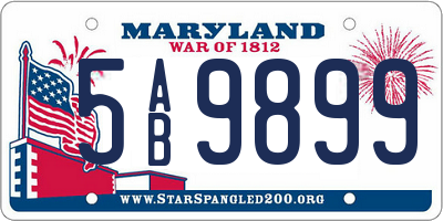 MD license plate 5AB9899