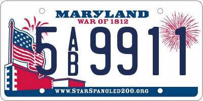 MD license plate 5AB9911