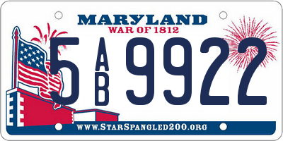 MD license plate 5AB9922