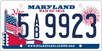MD license plate 5AB9923