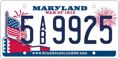 MD license plate 5AB9925