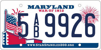 MD license plate 5AB9926