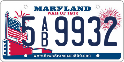 MD license plate 5AB9932