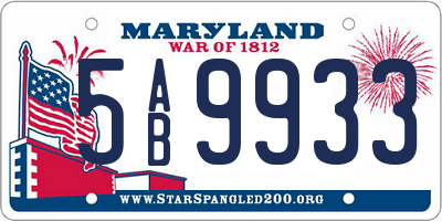 MD license plate 5AB9933