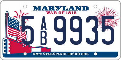 MD license plate 5AB9935