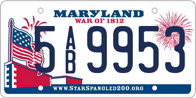 MD license plate 5AB9953