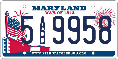 MD license plate 5AB9958
