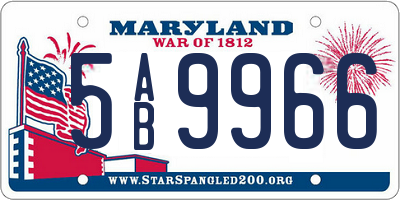 MD license plate 5AB9966