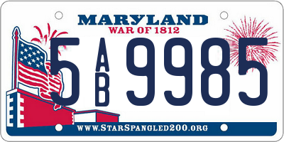MD license plate 5AB9985