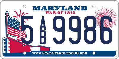 MD license plate 5AB9986