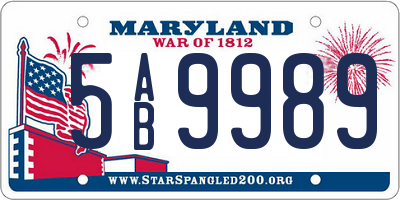 MD license plate 5AB9989