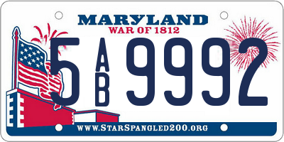 MD license plate 5AB9992