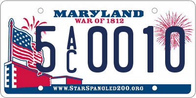 MD license plate 5AC0010