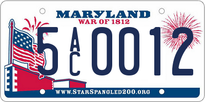 MD license plate 5AC0012