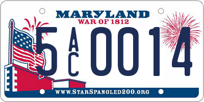 MD license plate 5AC0014