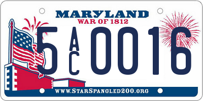 MD license plate 5AC0016