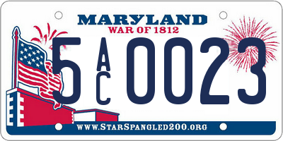 MD license plate 5AC0023