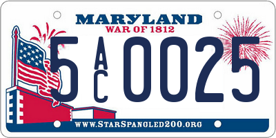 MD license plate 5AC0025