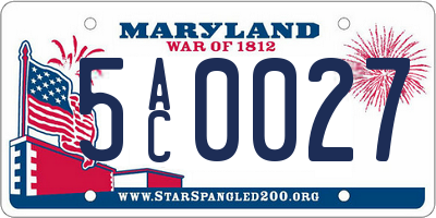 MD license plate 5AC0027