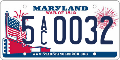 MD license plate 5AC0032
