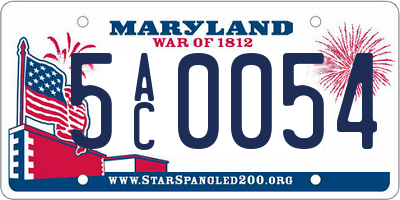 MD license plate 5AC0054