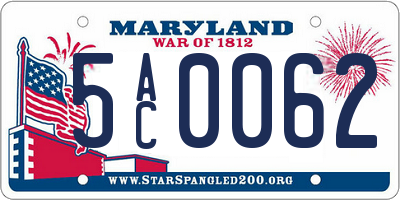 MD license plate 5AC0062