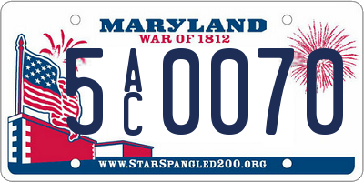MD license plate 5AC0070