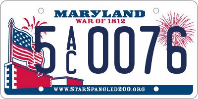 MD license plate 5AC0076