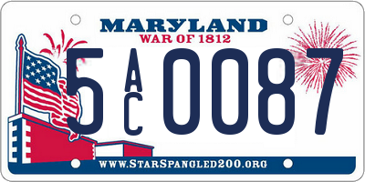 MD license plate 5AC0087