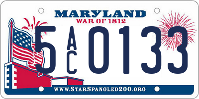 MD license plate 5AC0133