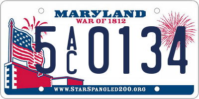 MD license plate 5AC0134