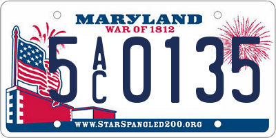 MD license plate 5AC0135