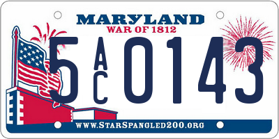 MD license plate 5AC0143