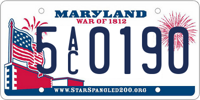 MD license plate 5AC0190